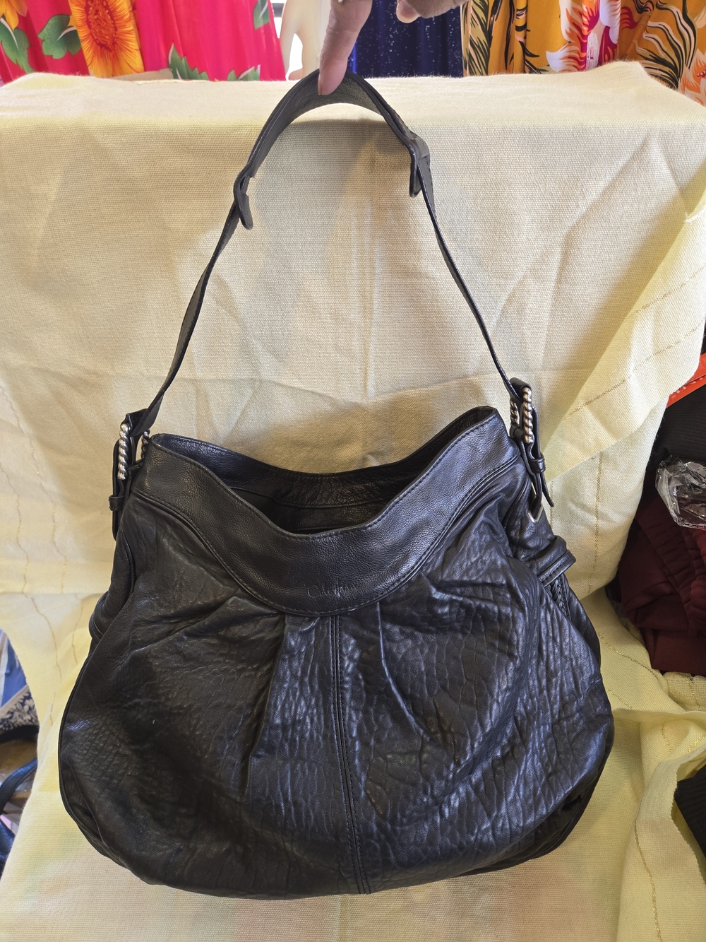 Cole Haan Black Pebbled Leather Hobo Shoulder Bag